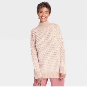 Knox Rose Orange and Cream Turtle Neck Sweater Longline